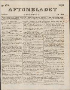 Aftonbladet Måndagen den 8 Juli 1833
