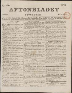 Aftonbladet Lördagen den 13 Juli 1833