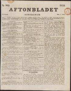 Sida 1 Aftonbladet 1833-07-17