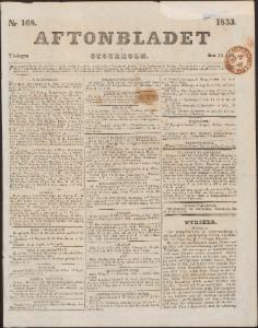 Sida 1 Aftonbladet 1833-07-23