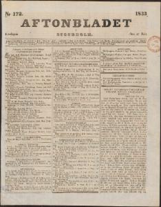 Aftonbladet Lördagen den 27 Juli 1833