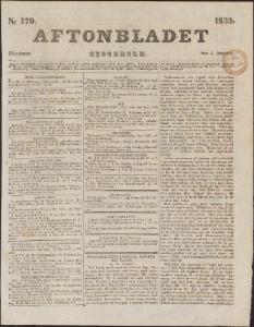 Aftonbladet Måndagen den 5 Augusti 1833