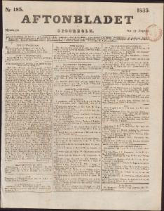 Aftonbladet Måndagen den 12 Augusti 1833