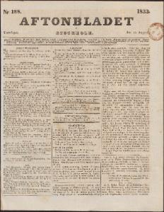 Aftonbladet Torsdagen den 15 Augusti 1833