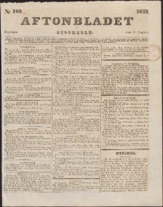 Aftonbladet Fredagen den 16 Augusti 1833