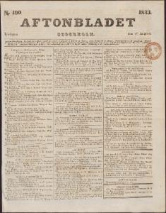 Aftonbladet Lördagen den 17 Augusti 1833