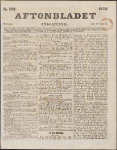 Aftonbladet Tisdagen den 20 Augusti 1833