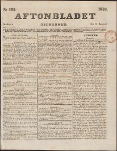 Aftonbladet Onsdagen den 21 Augusti 1833