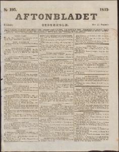 Aftonbladet Fredagen den 23 Augusti 1833