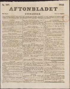 Aftonbladet Måndagen den 26 Augusti 1833