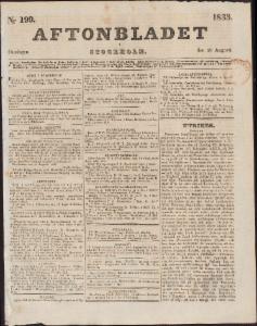 Aftonbladet Onsdagen den 28 Augusti 1833