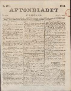 Aftonbladet Fredagen den 30 Augusti 1833