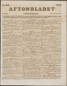 Aftonbladet Måndagen den 16 September 1833