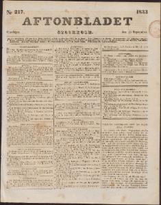 Aftonbladet Onsdagen den 18 September 1833