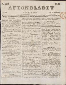 Aftonbladet Tisdagen den 24 September 1833