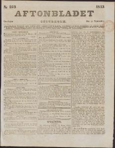 Aftonbladet Onsdagen den 25 September 1833