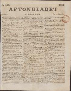 Aftonbladet Lördagen den 28 September 1833