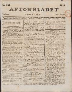 Aftonbladet Torsdagen den 3 Oktober 1833