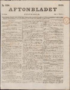 Aftonbladet Tisdagen den 8 Oktober 1833