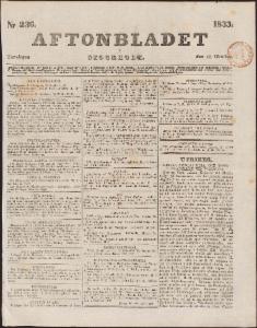 Aftonbladet Torsdagen den 10 Oktober 1833