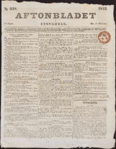 Aftonbladet Lördagen den 12 Oktober 1833