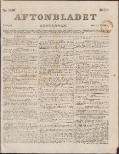 Aftonbladet Tisdagen den 15 Oktober 1833