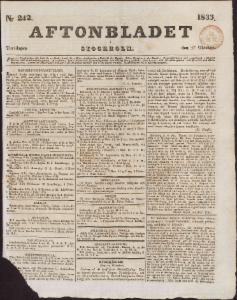 Aftonbladet Torsdagen den 17 Oktober 1833