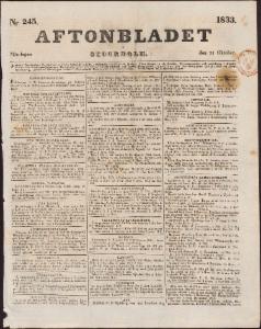 Aftonbladet Måndagen den 21 Oktober 1833