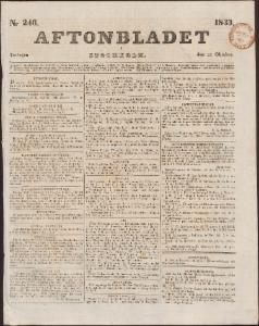 Aftonbladet Tisdagen den 22 Oktober 1833