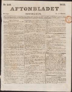 Aftonbladet Fredagen den 25 Oktober 1833
