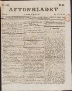 Aftonbladet November 1833