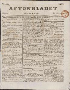 Aftonbladet Tisdagen den 5 November 1833