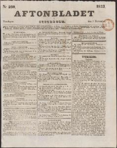 Aftonbladet Torsdagen den 7 November 1833