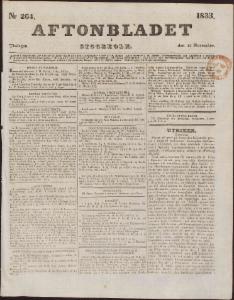 Aftonbladet Tisdagen den 12 November 1833