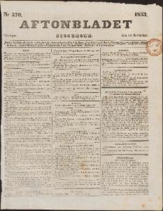 Aftonbladet Tisdagen den 19 November 1833