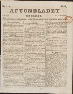 Aftonbladet Torsdagen den 21 November 1833