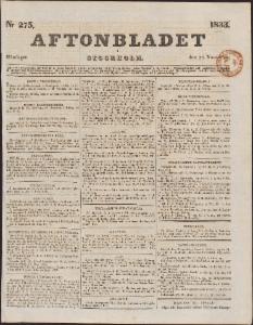 Aftonbladet Måndagen den 25 November 1833