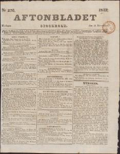 Aftonbladet Tisdagen den 26 November 1833