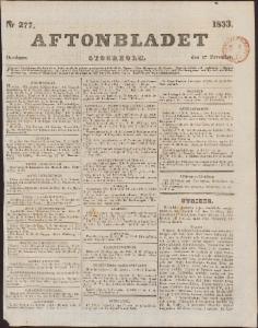 Aftonbladet Onsdagen den 27 November 1833