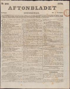 Aftonbladet Lördagen den 30 November 1833