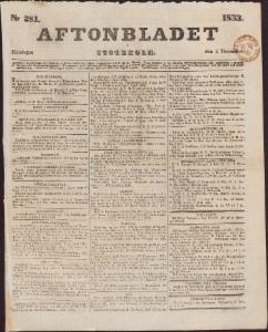 Aftonbladet December 1833