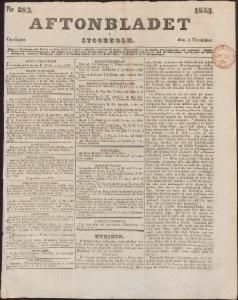 Aftonbladet Onsdagen den 4 December 1833