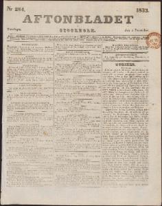 Aftonbladet Torsdagen den 5 December 1833