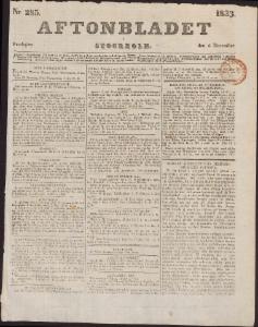 Aftonbladet Fredagen den 6 December 1833