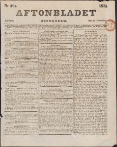 Aftonbladet Tisdagen den 17 December 1833