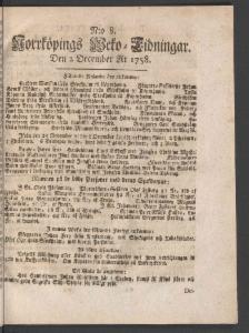 Sida 1 Norrköpings Tidningar 1758-12-02