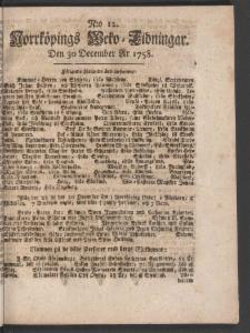Norrköpings Tidningar Lördagen den 30 December 1758