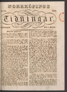 Norrköpings Tidningar Onsdagen den 9 Mars 1831