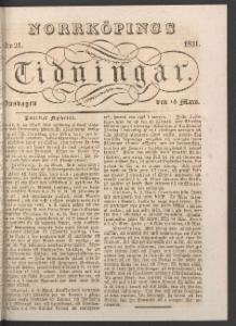 Norrköpings Tidningar Onsdagen den 16 Mars 1831
