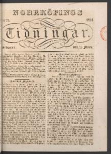 Norrköpings Tidningar Lördagen den 19 Mars 1831